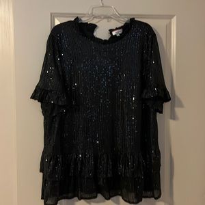 Sequin top with ruffle details